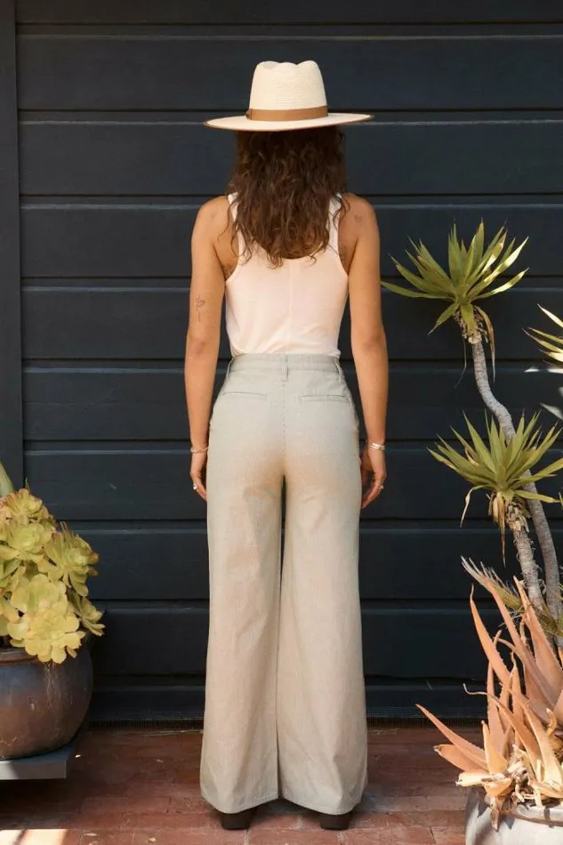 Women Victory Full Length Wide Leg Pant Sea Kelp Stripe Brixton Pants
