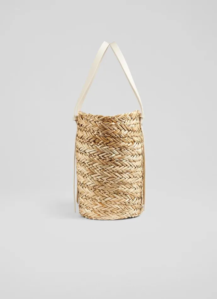 Women Viola Natural Straw Cream Handles Basket Bag LKBennett Tote Bags Women Viola Natural Straw Cream Handles Basket Bag LKBennett Tote Bags