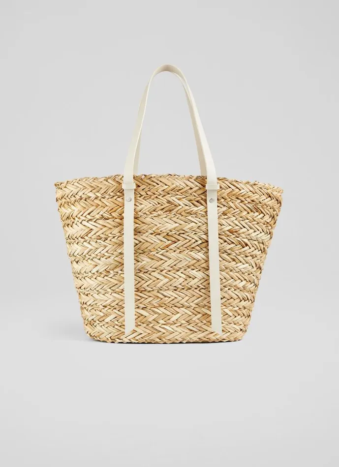 Women Viola Natural Straw Cream Handles Basket Bag LKBennett Tote Bags Women Viola Natural Straw Cream Handles Basket Bag LKBennett Tote Bags