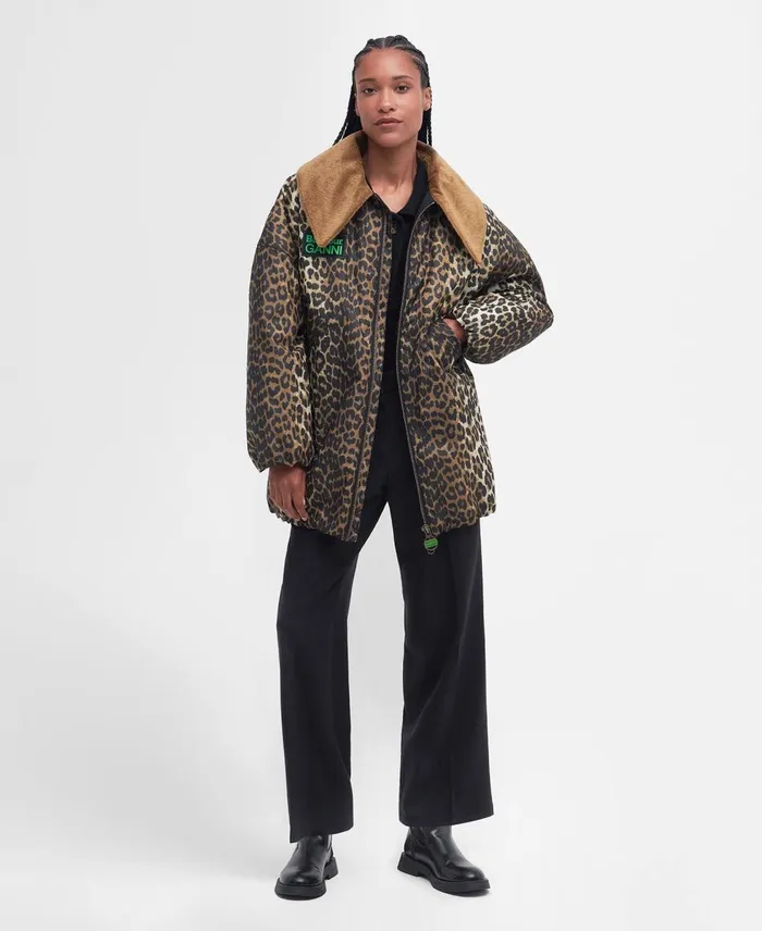 Women Waxed Jackets Barbour X GANNI Printed Waxed Bomber Jacket Leopard Printclassic Women Waxed Jackets Barbour X GANNI Printed Waxed Bomber Jacket Leopard Printclassic