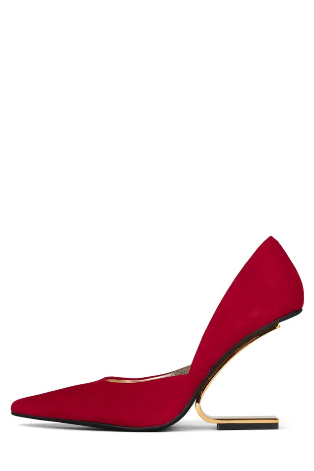 Women Wedge Jeffrey Campbell JULIETTE Red Suede Gold