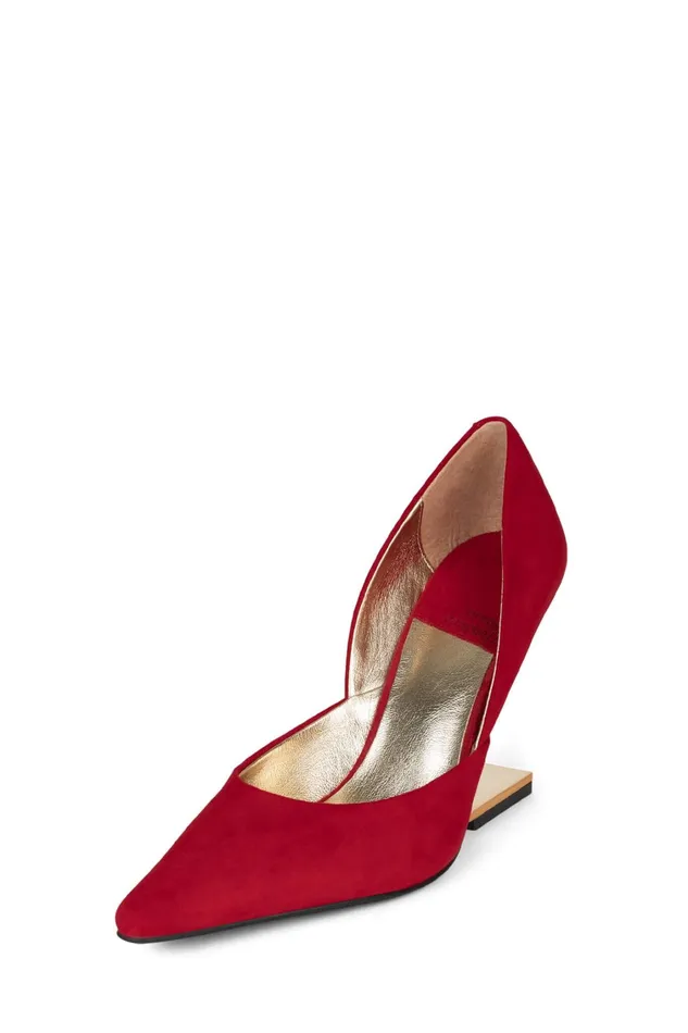 Women Wedge Jeffrey Campbell JULIETTE Red Suede Gold