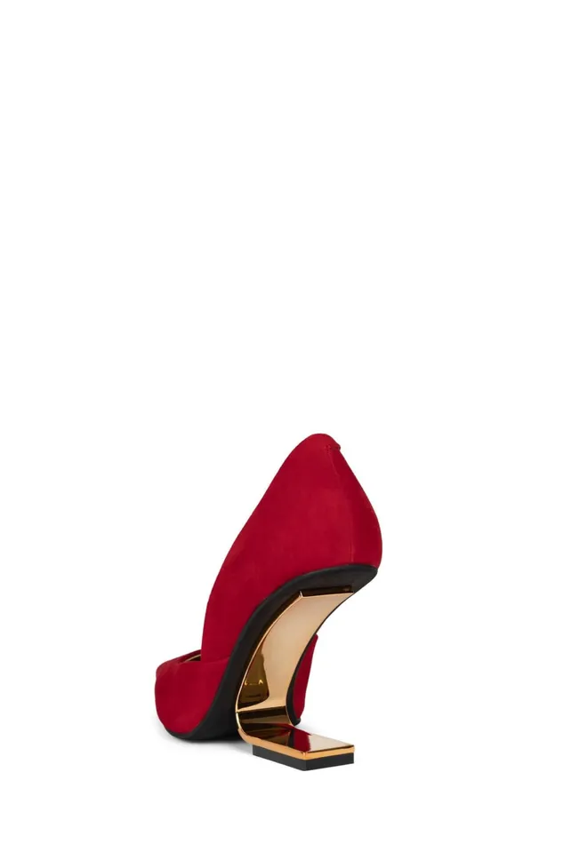 Women Wedge Jeffrey Campbell JULIETTE Red Suede Gold