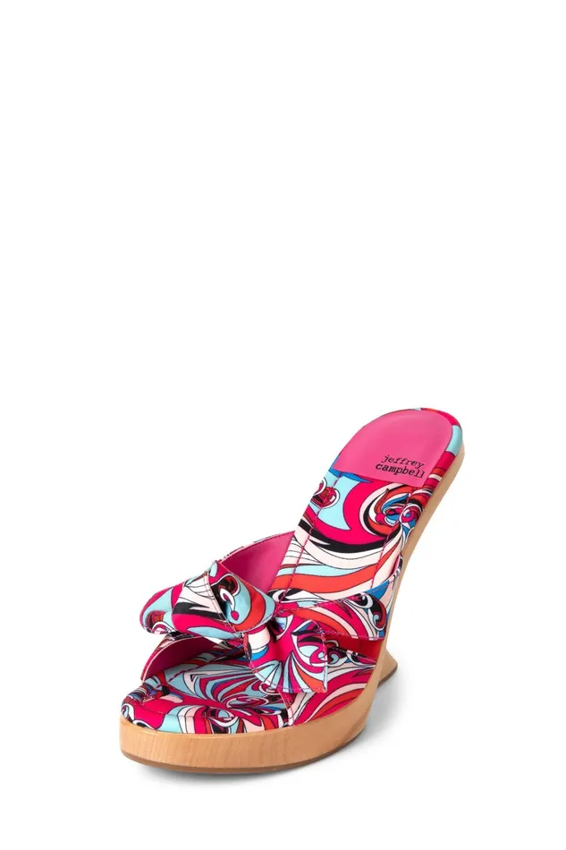 Women Wedge Jeffrey Campbell TEASING Fuchsia Blue Multi