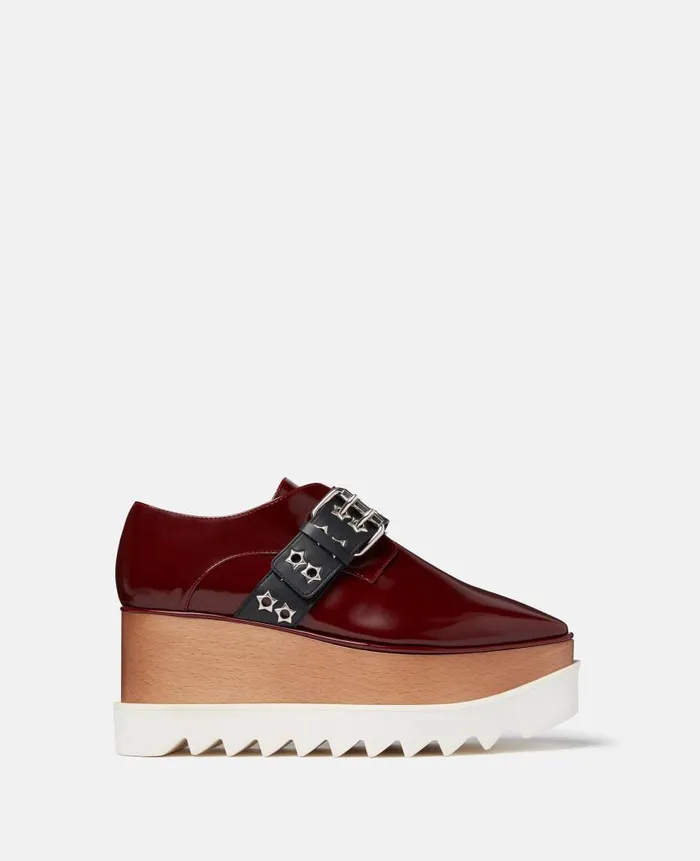 Women Wedges Stella McCartney Elyse Stud Band Platform Shoes Plum
