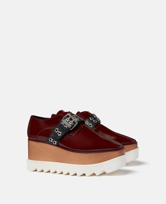 Women Wedges Stella McCartney Elyse Stud Band Platform Shoes Plum