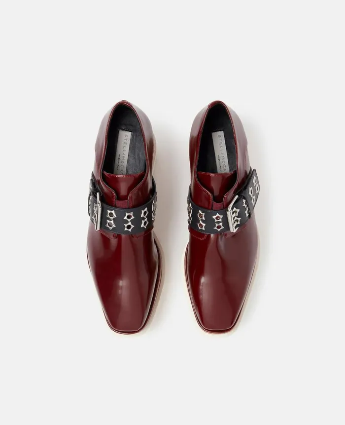 Women Wedges Stella McCartney Elyse Stud Band Platform Shoes Plum