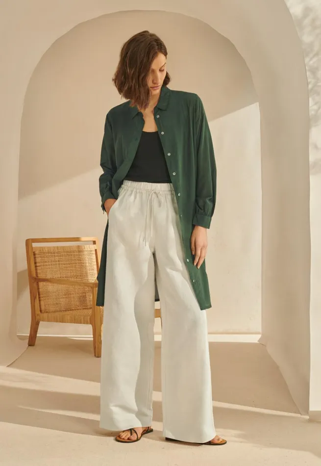 Women Wideleg Drawstring Trousers Poetry Fashion Trousers and Shorts