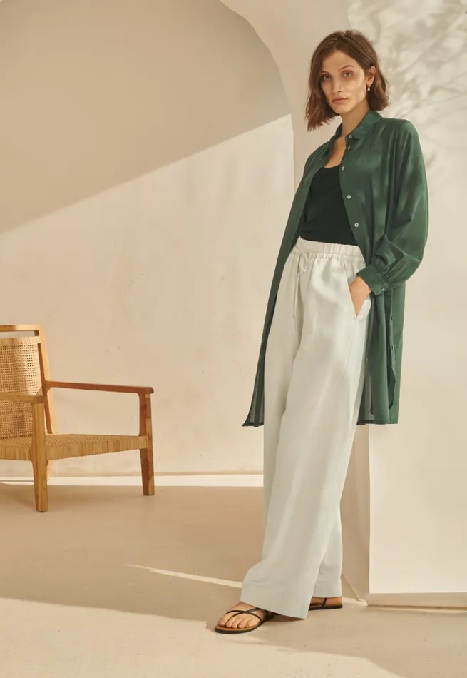 Women Wideleg Drawstring Trousers Poetry Fashion Trousers and Shorts