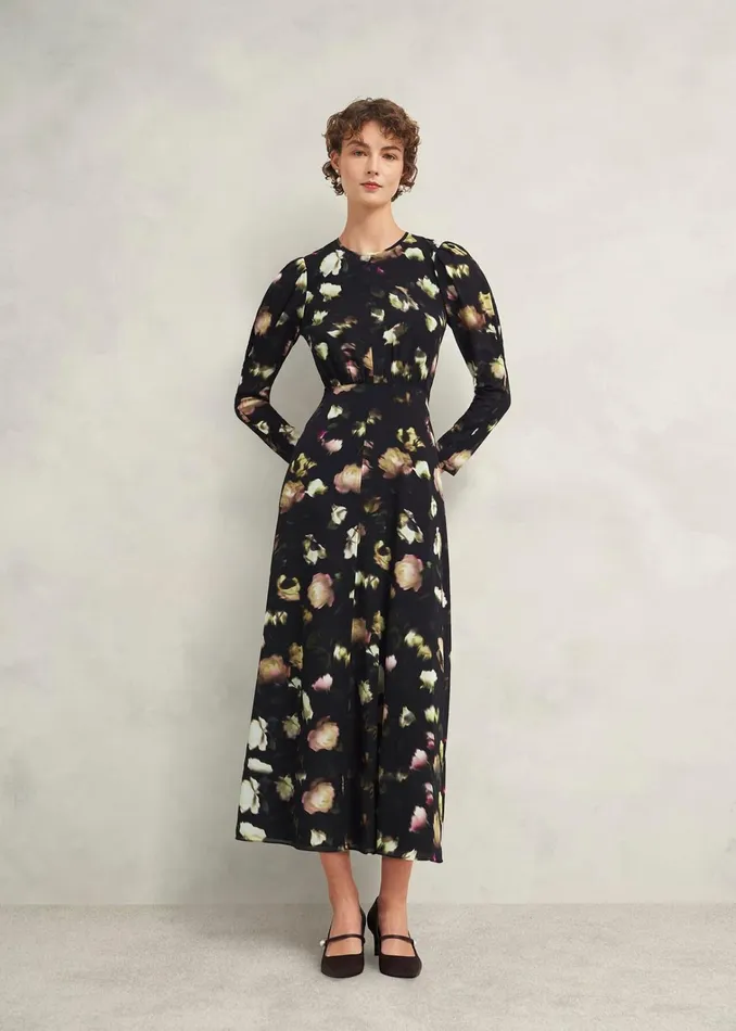 Women Windermere Silk Dress Black Multi Hobbs Dresses and Jumpsuits