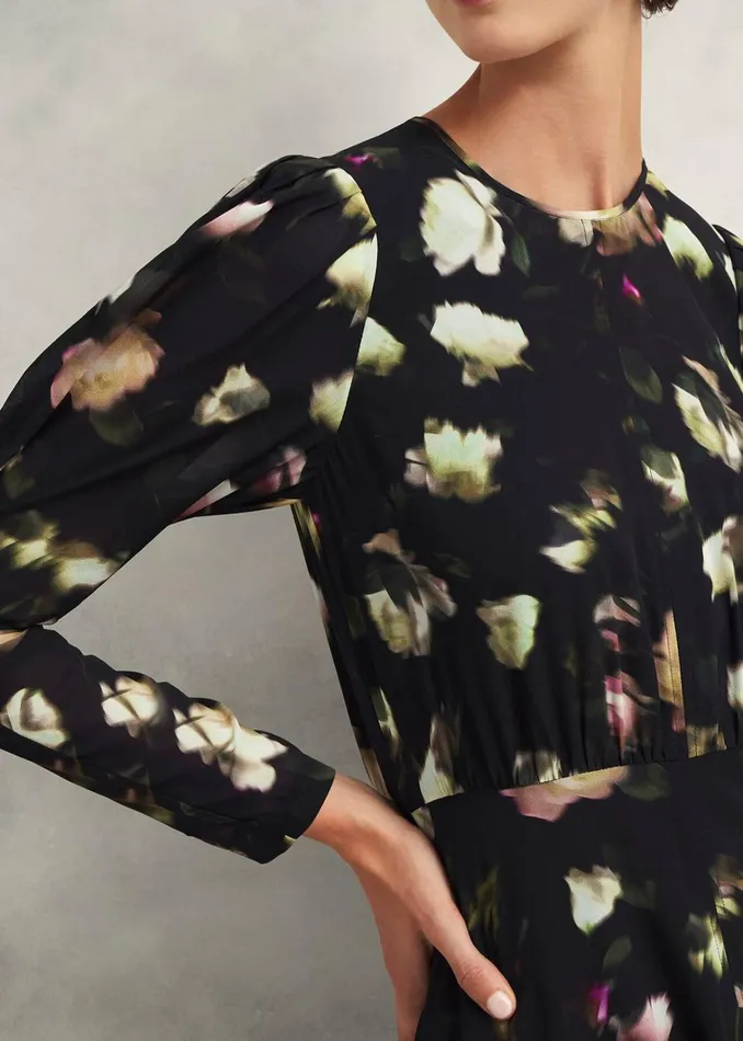 Women Windermere Silk Dress Black Multi Hobbs Dresses and Jumpsuits