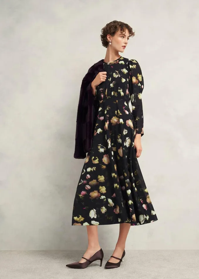 Women Windermere Silk Dress Black Multi Hobbs Dresses and Jumpsuits