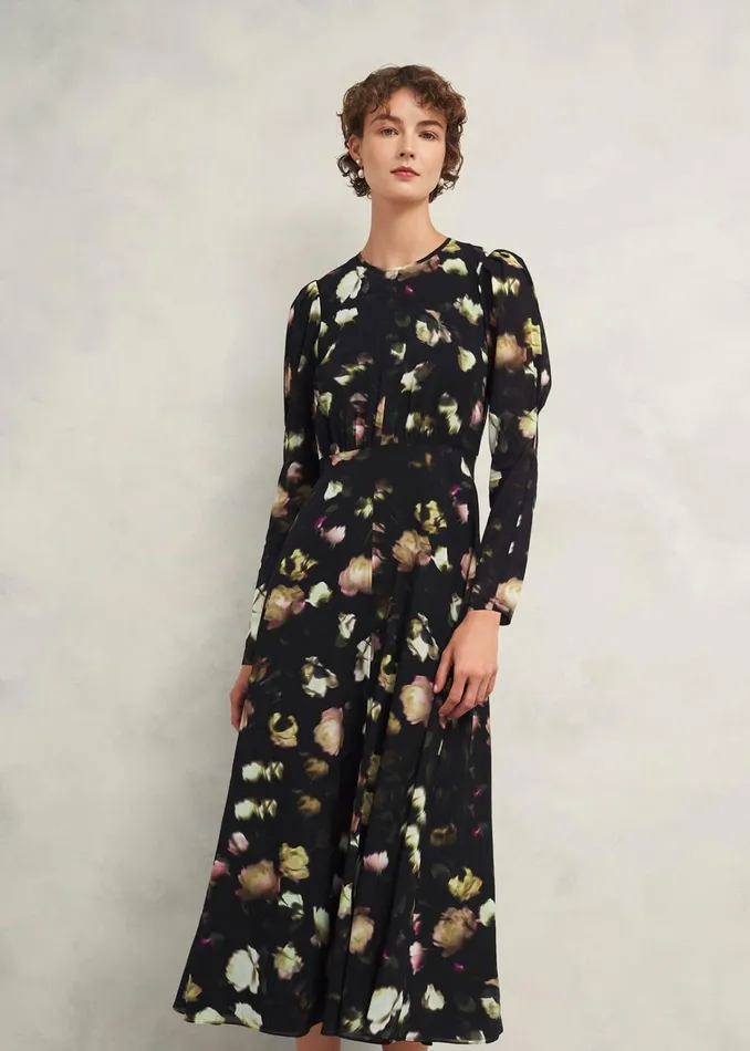 Women Windermere Silk Dress Black Multi Hobbs Dresses and Jumpsuits