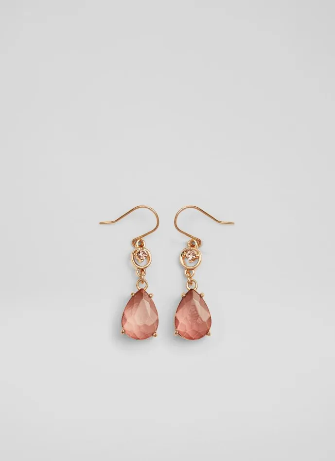 Women Witney Pink Crystal Drop Earrings LKBennett Jewellery
