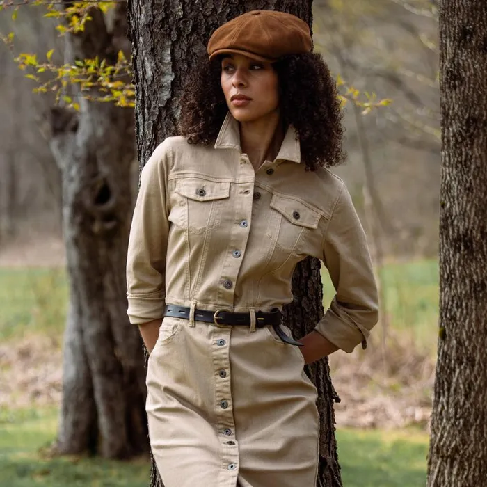 Workwear Inspired Shirt Dress Tan Women Stetson Shirt Dresses