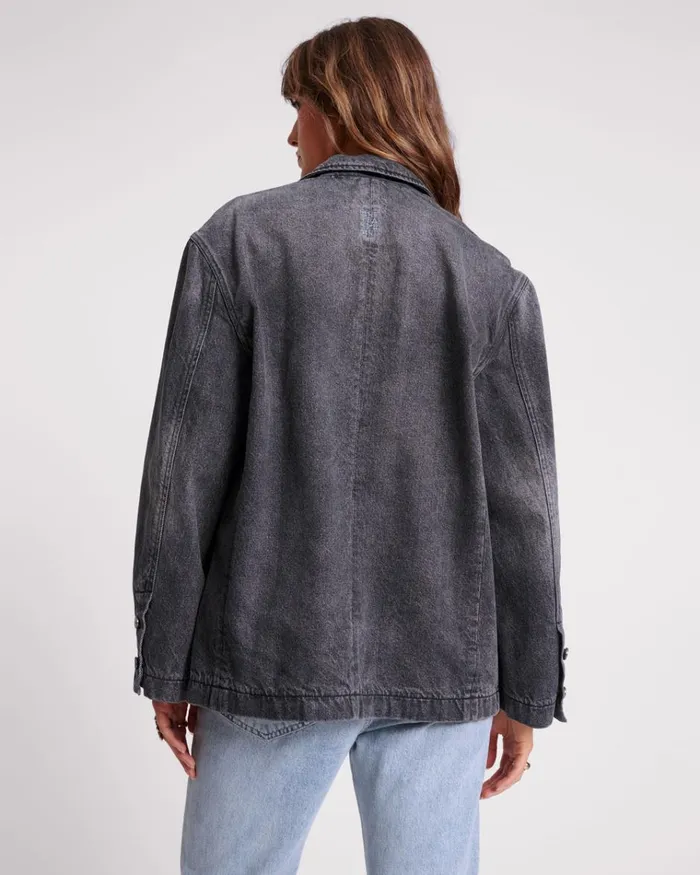 WORN BLACK DENIM BOYFRIEND BLAZER Women One Teaspoon Denim Jackets WORN BLACK DENIM BOYFRIEND BLAZER Women One Teaspoon Denim Jackets