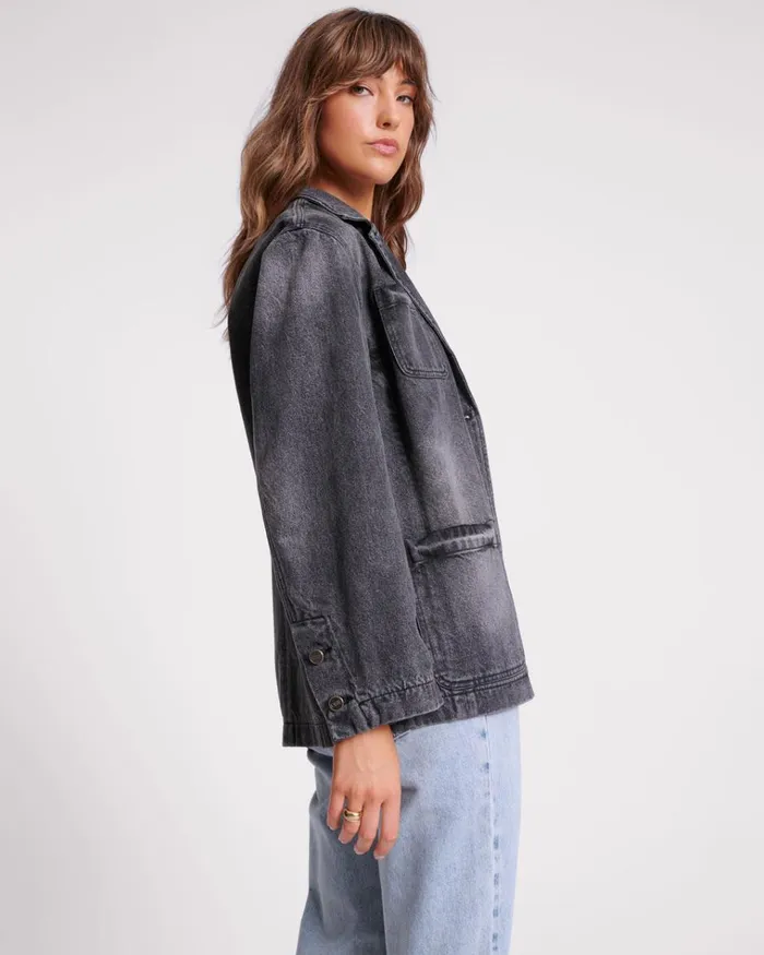 WORN BLACK DENIM BOYFRIEND BLAZER Women One Teaspoon Denim Jackets WORN BLACK DENIM BOYFRIEND BLAZER Women One Teaspoon Denim Jackets