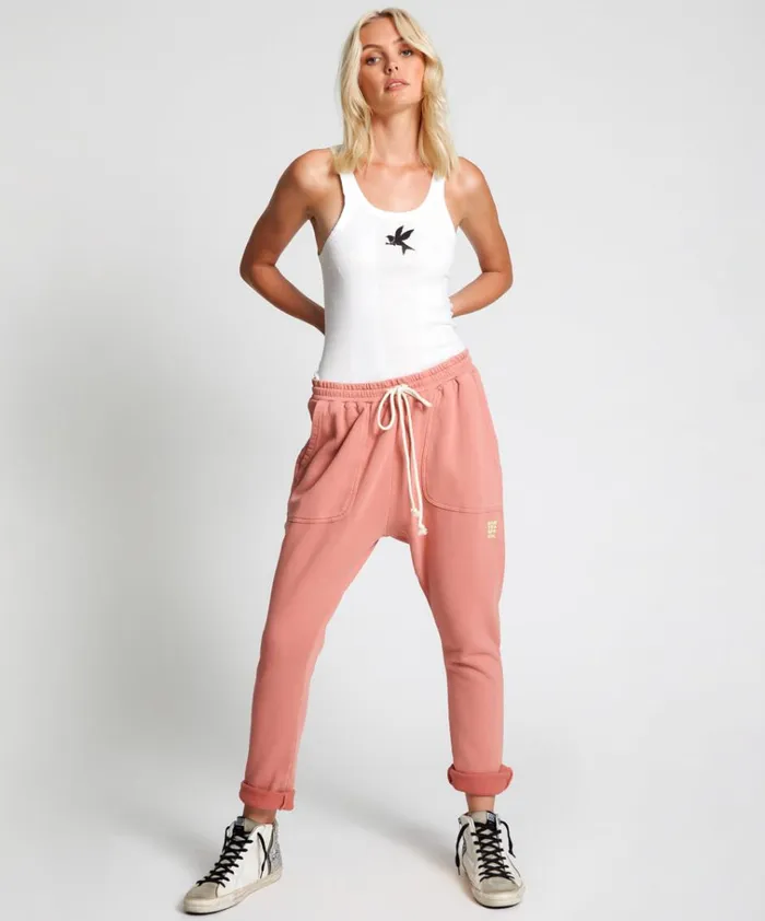 WORN PINK CARGO SWEAT PANTS Women One Teaspoon Bottoms